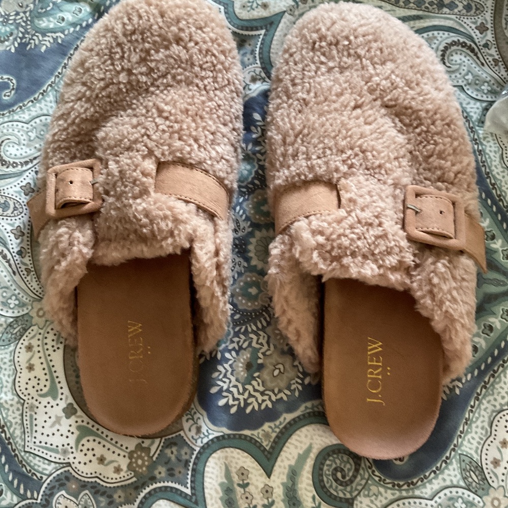 J crew Sherpa mules/clogs